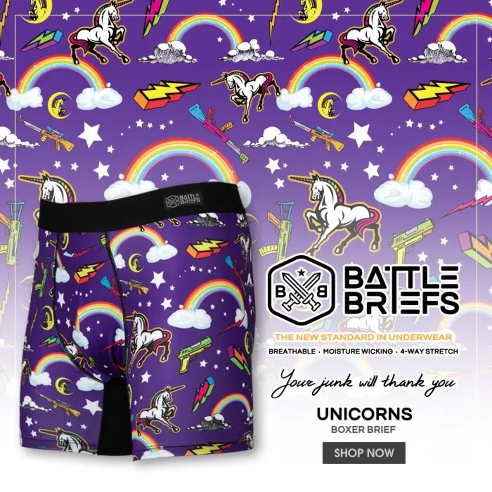 New Sealed Package Tactical Distributors Battle Brief Unicorn boxer brief XL